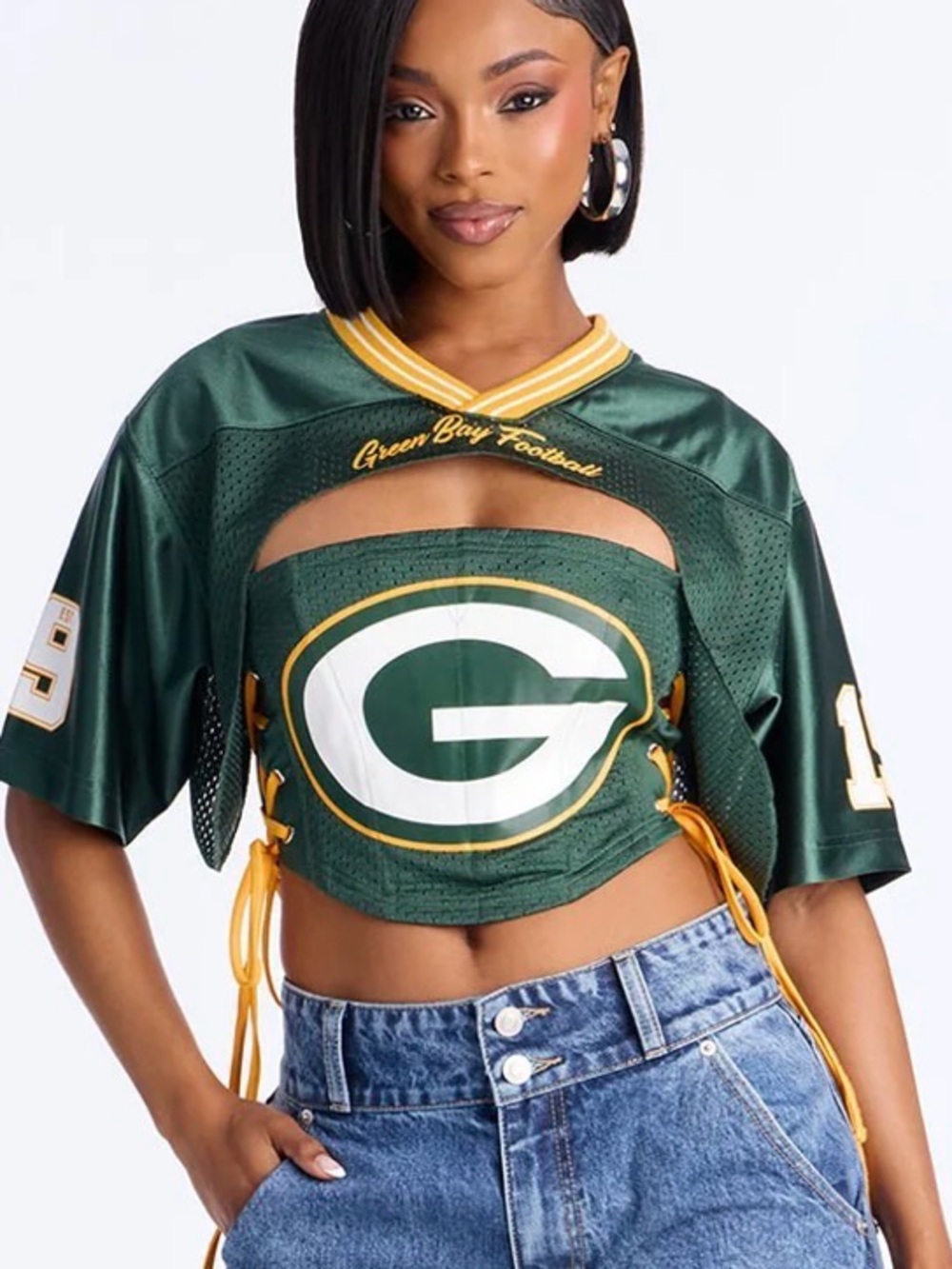 Fashion Nova Green & Gold Lace-Up Cutout Corset Crop Top size Extra Small.